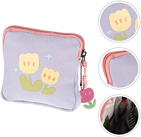 Flower Coin Purse Sanitary Napkin Storage Bag Square Period Bag for Women Students