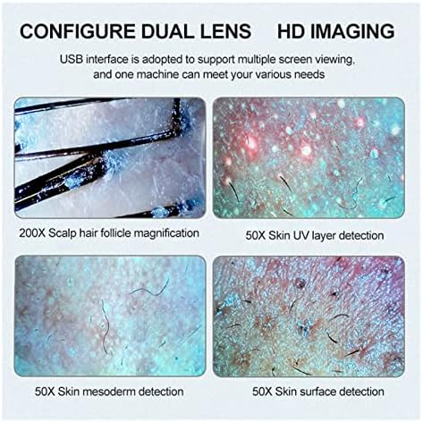 11inch UV Skin Analyzer Machine Professional Scalp Detector Hair Follicles Oil Moisture Tester Facial Skin Hair Analyser Machine Beauty Equipment (Color : 200X Lens, Size : 1) (50x Lens 1)