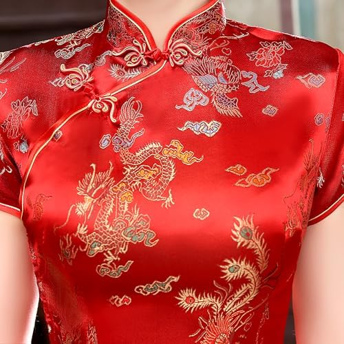 Women's Cheongsam Qipao Dress Slim Bodycon Exotic Dresses Chinese Wedding Costumes Vintage Lunar New Year Asian Mini Dress