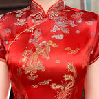 Women's Cheongsam Qipao Dress Slim Bodycon Exotic Dresses Chinese Wedding Costumes Vintage Lunar New Year Asian Mini Dress