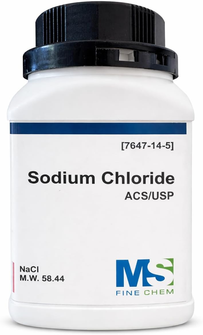 Sodium Chloride ACS Grade – 99% High Purity Crystals, 500 Grams (1.1 lb)