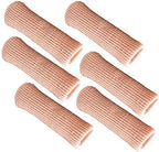 SOHLER 6 Packs Closed Toe Caps Finger Covers Sleeve Protectors, Elastic Fabric Lined with Soft Gel (Large 1"x 2-1/2")