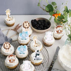 60 PCS Edible Jungle Animals Cupcake Toppers Lion Monkey Zebra Hippo Giraffe Elephant Forest Theme Cupcake Picks for Safari Animals Theme Baby Shower Kids Birthday Party Cake Decorations Supplies