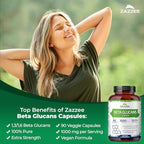 Zazzee Extra Strength 1,3/1,6 Beta Glucans, 1000 mg, 100% Concentrated, 90 Vegan Capsules, Supports a Healthy Immune System, 100% Vegetarian, All-Natural and Non-GMO