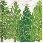 Caspari Christmas Trees with Lights Paper Cocktail Napkins - 20 Per Package
