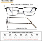 3-Pack Reading Glasses for Men Blue Light Blocking Metal Full Wide Frame Computer Readers