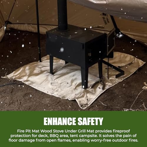 40"x 40" Fire Pit Mat - Fireproof & Heat Resistant Wood Stove Mat for Deck, Patio, Lawn - Fiberglass Insulation Floor Protector for Camping, BBQ, Tent Stoves