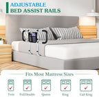 Bed Rails for Elderly Adults Safety - Extended Bed Assist Rail for Seniors - Adjustable Beds Side Rails Handle Support Bar Bed Guard with Storage Bag & Fixing Strap, Fit King Queen Full Twin Beds