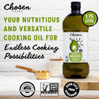 Chosen Foods 100% Pure Avocado Oil for Cooking - 1.75L - Made With Good Fats from Avocados, Naturally Refined, Never Adulterated, High Smoke Point, Non-GMO, Soy-Free, Canola Oil-Free, Gluten-Free, Keto