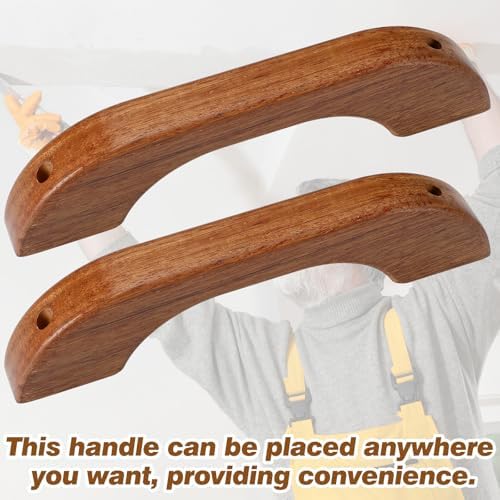 2 Pcs Teak Handrail Wooden Handles Solid Teak Grab Handle Brown Wood Handrail with Screws and Nuts for Marine RV Boating Armrest Accessories