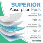 Remedies - Bed Pads Disposable Adults, Seniors, Kids & Puppy Pads - 36" x 36" Large Disposable Underpads - 50 Count Incontinence Underpads for Beds & Furniture, Dog Pee Pads, Dogs Chucks Pads