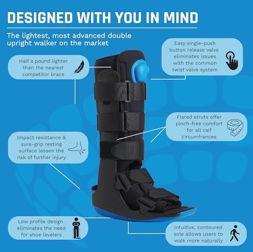Ovation Medical Gen 2 Pneumatic Walking Boot - Lightweight, Low Profile CAM Walker Boot - Premium Medical Boot for Foot Injuries, Ankle Sprains, Fracture Recovery Support, & More (Standard, Medium)