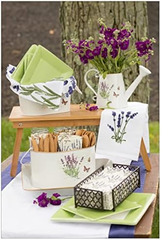 IHR Ideal Home Range Cocktail Napkins Disposable 3-Ply Paper Party Napkin Pack, 5" x 5", Bouquet of Lavender, 20-Count