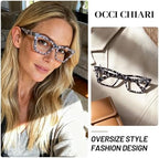 OCCI CHIARI Wide Reading Glasses Women Cat Eye Readers with Spring Hinge