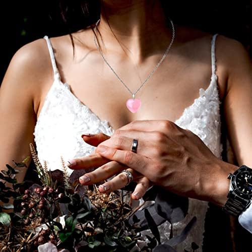 QINJIEJIE Rose Quartz Necklace Healing Crystal Necklaces Heart Love Real Crystals Reiki Energy for Women Mothers Day Gift Christmas Stocking Stuffers for Women