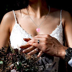 QINJIEJIE Rose Quartz Necklace Healing Crystal Necklaces Heart Love Real Crystals Reiki Energy for Women Mothers Day Gift Christmas Stocking Stuffers for Women
