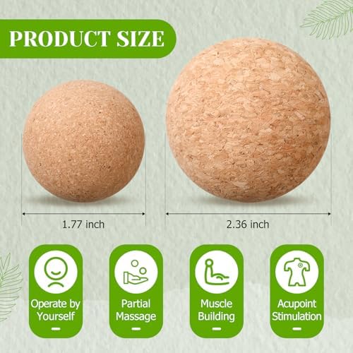 4 Pack Cork Massage Ball Roller for Massage Fascia Release After Exercise Yoga Point Therapy Relax Muscles Relieve Stress Tools