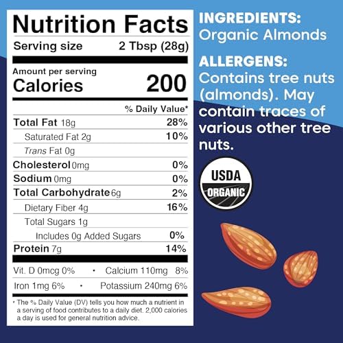 Wilderness Poets, Almond Butter - Organic Raw Nut Butter (4 Pound) - Vegan, Gluten Free, Non GMO, No Salt, No Sugar