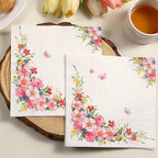Pretty Floral Paper Napkins 6.5x6.5 inch 2-Ply Dinner Luncheon Napkin Disposable Decorative Party Table Tissue Napkin for Decoupage (CK13/20-Count)