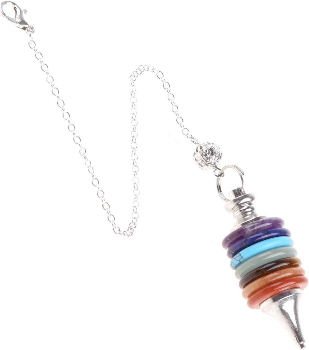 7 Chakra g Crystals Pendulum Energy Point Stone Pendant for Dowsing Divination Balancing Fashion Jewelry, Quantity: 1