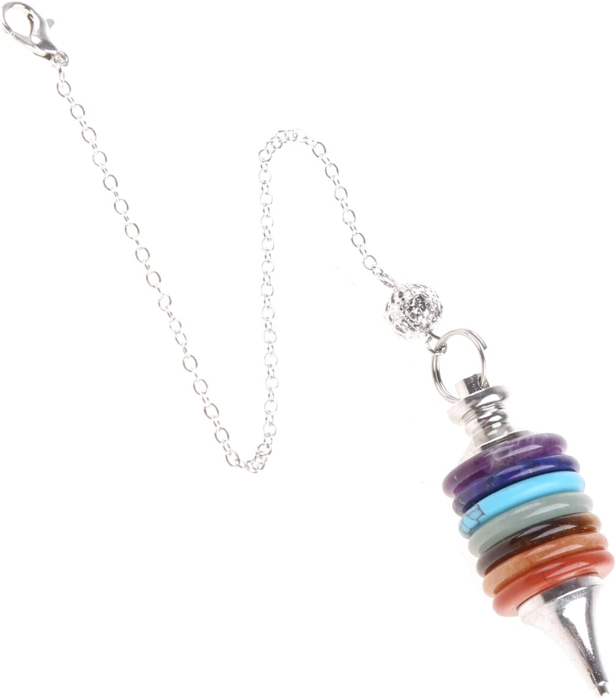 7 Chakra g Crystals Pendulum Energy Point Stone Pendant for Dowsing Divination Balancing Fashion Jewelry, Quantity: 1