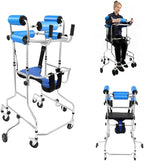 Adult Standing Walker for Seniors, 220.46LBS Load Floorstanding Hemiplegia Rehabilitation Standing Frame Lower Limb Training Walking Aid Portable Medical Standing Aids with 8 Wheels