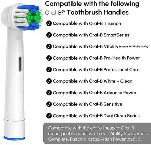 Replacement Toothbrush Heads Compatible with Oral-B Braun, 16 Pcs Professional Electric Toothbrush Heads Brush Heads for Oral B Replacement Heads Refill Pro 500/1000/1500/3000/3757/5000/7000/7500/8000