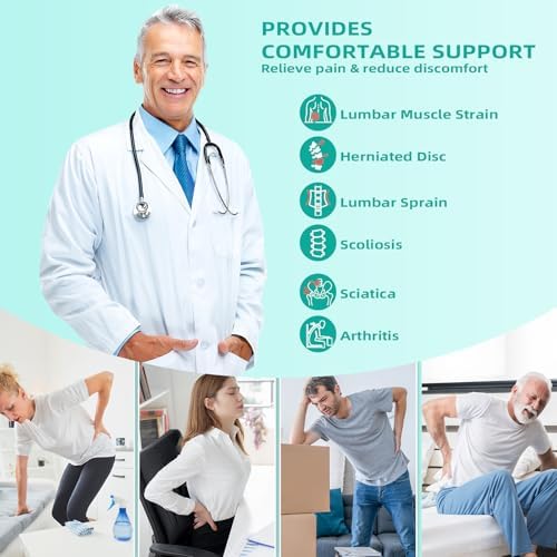Back Brace for Women Men with Magnet, Self Heating Back Support Brace with 4 Reinforced Stays, Lumbar Support Belt for Lower Back Pain Relief, Herniated Disc, Arthritis, and Sciatica (Black, Small)