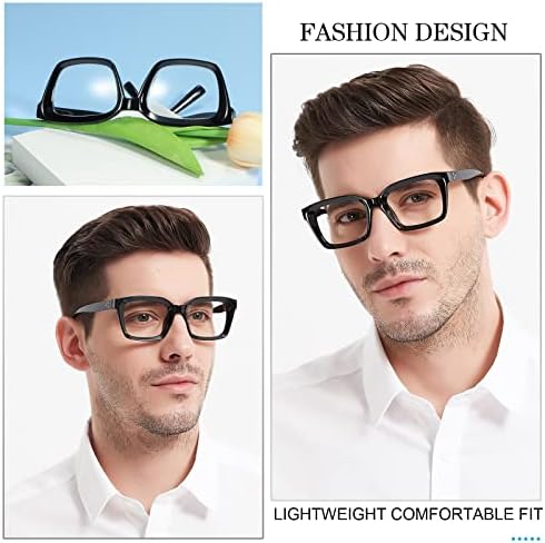 MARE AZZURO Retro Square Reading Glasses Men Large Readers 1.0 1.25 1.5 1.75 2.0 2.25 2.5 2.75 3.0 3.5 4.0 5.0 6.0 (Black, 1.75)