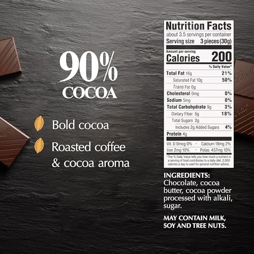 Lindt Excellence, 90% Dark Chocolate Candy Bar, 4ct, 3.5 oz. Bars