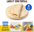 Del Campo Soft Corn Tortillas – 8 Inch Round, Gluten Free and All-Corn Authentic Mexican Food. Many Serving Options: Wraps, Tacos, Quesadillas or Burritos, Kosher. (8ct.) (Pack of 2)