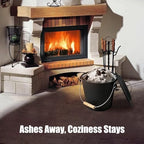Mini Ash Bucket Kit with Lid, Shovel & Brush – 1.5Gallon Metal Fireplace Ash Can for Wood Stoves, Fire Pits & BBQ – Easy-Carry Wooden Handle, Heat-Resistant, Mess-Free Cleanup