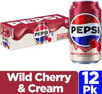 Pepsi Cola Soda Pop, Wild Cherry & Cream, 12 fl oz Cans (12 Pack)