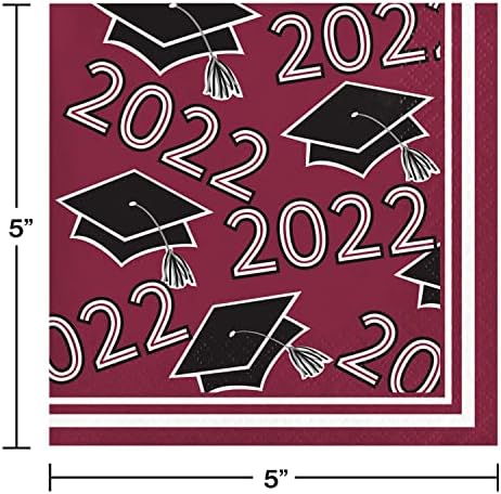 Creative Converting Class of 2022 Burgundy Red Beverage Napkins, 5"
