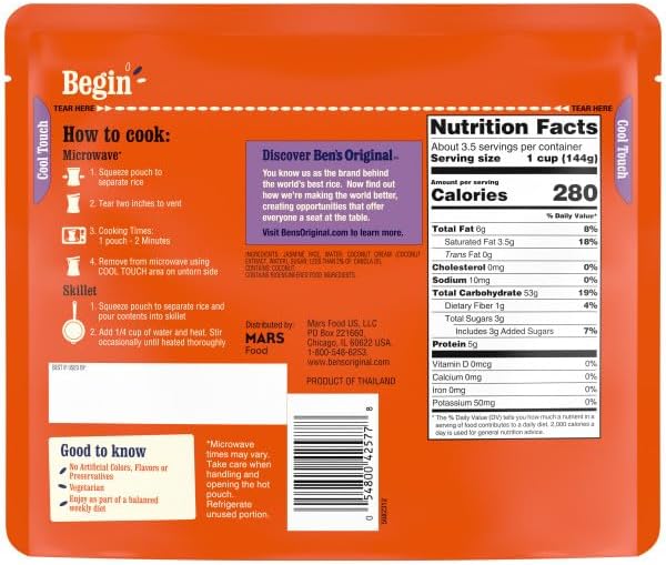 BEN'S ORIGINAL READY RICE Coconut Jasmine Family Size Rice, Easy Dinner Side, 17.3 oz Pouch (Pack of 6)