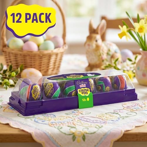 Mini Chocolate Creme Easter Eggs 12 Pack – Milk Chocolate Cream Filled Treats, Individually Foil Wrapped Easter Basket Candy, Festive Egg Carton Pack, 3.8 oz.