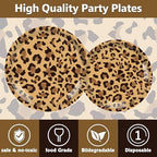 168PCS Leopard Print Party Suppplies Animal Cheetah Print Plates Napkins Cups Tableware Set Jungle Animal Leopard Theme Birthday Party Decorations Serve 24 Guests