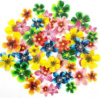 Weraru Edible 48Pcs Hawaii Flowers Wedding Cake&Cupcake Topper Luau Themed Party Birthday Cake Decoration