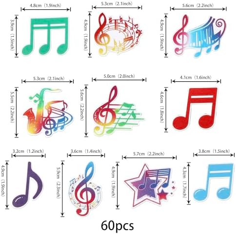 60 Pack Edible Music Notes Cupcake Toppers Wafer Paper Saxophone Cupcake Picks Vinyl Record Cake Decorations for Retro Rock and Roll Music Theme Baby Shower Birthday Party Supplies