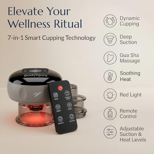 7-in-1 Smart Cupping Therapy Massager – Electric Cupping Device with 12 Heat & Suction Levels, Red Light – Cupping Device for Muscle Relief & At Home Use
