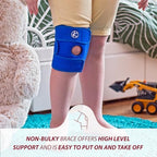 KARM Kids Knee Brace - Osgood Schlatter Knee Brace Youth for Kids, Sports, Pain, Arthritis, Patella, Meniscus Tear, MCL, ACL - Adjustable Compression Support for Child, Boys & Girls (Blue)