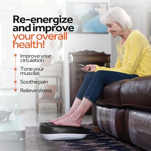 Power Legs Electric Foot Massager Machine with Remote Control, Adjustable Speed, Vibration - Calf Massager - Feet Massager for Neuropathy Pain Relief, Plantar Fasciitis, Leg Blood Circulation (Black)