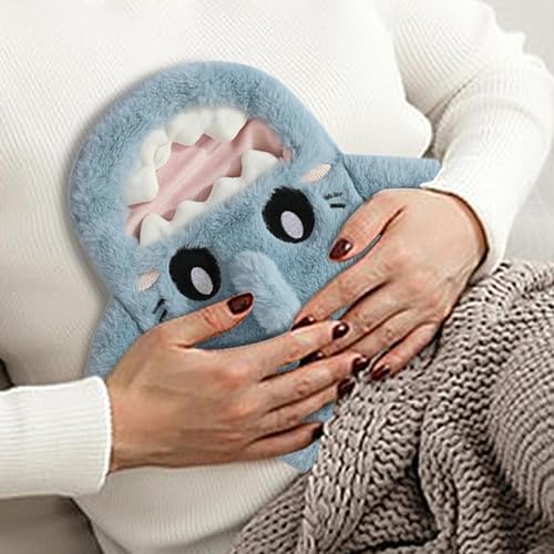 Hot Water Bottle with Hand Pocket,Hot Water Bottle with Pocket - Cartoon Shark Shape Hand Warmer | Hand and Foot Warmer, Thermal Rubber Bag
