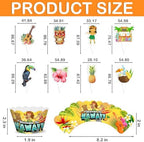 48PCS Hawaiian Themed Birthday Party Decorations | 24PCS Cupcake Toppers & 24PCS Cupcake Wrappers Party Favors Supplies Luau Hawaii Aloha Centerpiece Table Gifts for Boys Girls Carnival Prizes