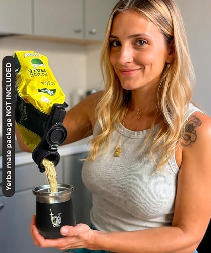 Yerba Mate Cup 8.5 oz, 304 Stainless Steel Double-Wall Mate Cup, Heat Insulation, Yerba Mate Gourd, Mate Cup Kit Includes Cup, Clip Spout and Straw (Bombilla)