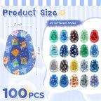 Copkim 100 Pcs Adhesive Eye Patches for Kids Boys 20 Styles Breathable Boy Eye Patch Bulk Light Blocking Cotton Adhesive Bandages for Toddler Boys, 3 x 2 Inch