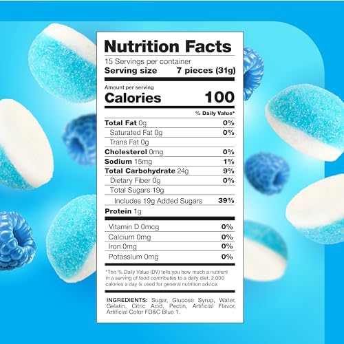 Blue Raspberry Puffs - 1 Pound Pack - Gummy Candy - Soft Blue Candy for Baby Showers, Gifting, Buffets & Dessert Decorating - Gender Reveal Gummies