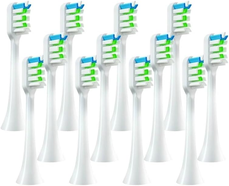12 PCS Compatible with SOOCAS X3/X3U/X5 Brush Heads Replaceable Soft Sonic Electric Toothbrush Clean Brush Vacuum Bristle Nozzles(12pcs White)