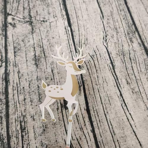 Acrylic Deer Cake Topper,Elk Merry Christmas Cake Decor for Christmas Wedding Birthday Baby Shower Party Decorations Supplies