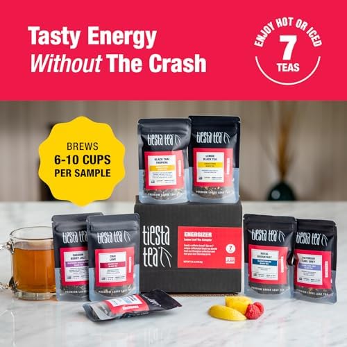 Tiesta Tea - Black Sampler Dry Flight Set, Loose Leaf, High Caffeine, Makes Hot & Iced, Assorted Tea Sets with Herbal, Chai, Fruit Black Teas & More, 7 Resealable Sample Pouches